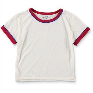 Zine Khan white, red & blue ringer t-shirt